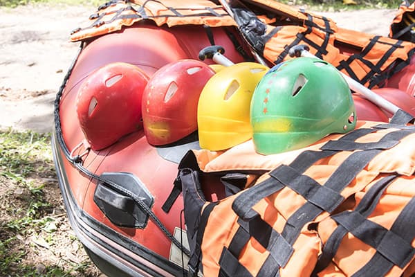 Raft hats on a raft.